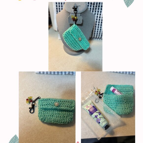 Handmade Crochet Green Pouch - Picture 1 of 4